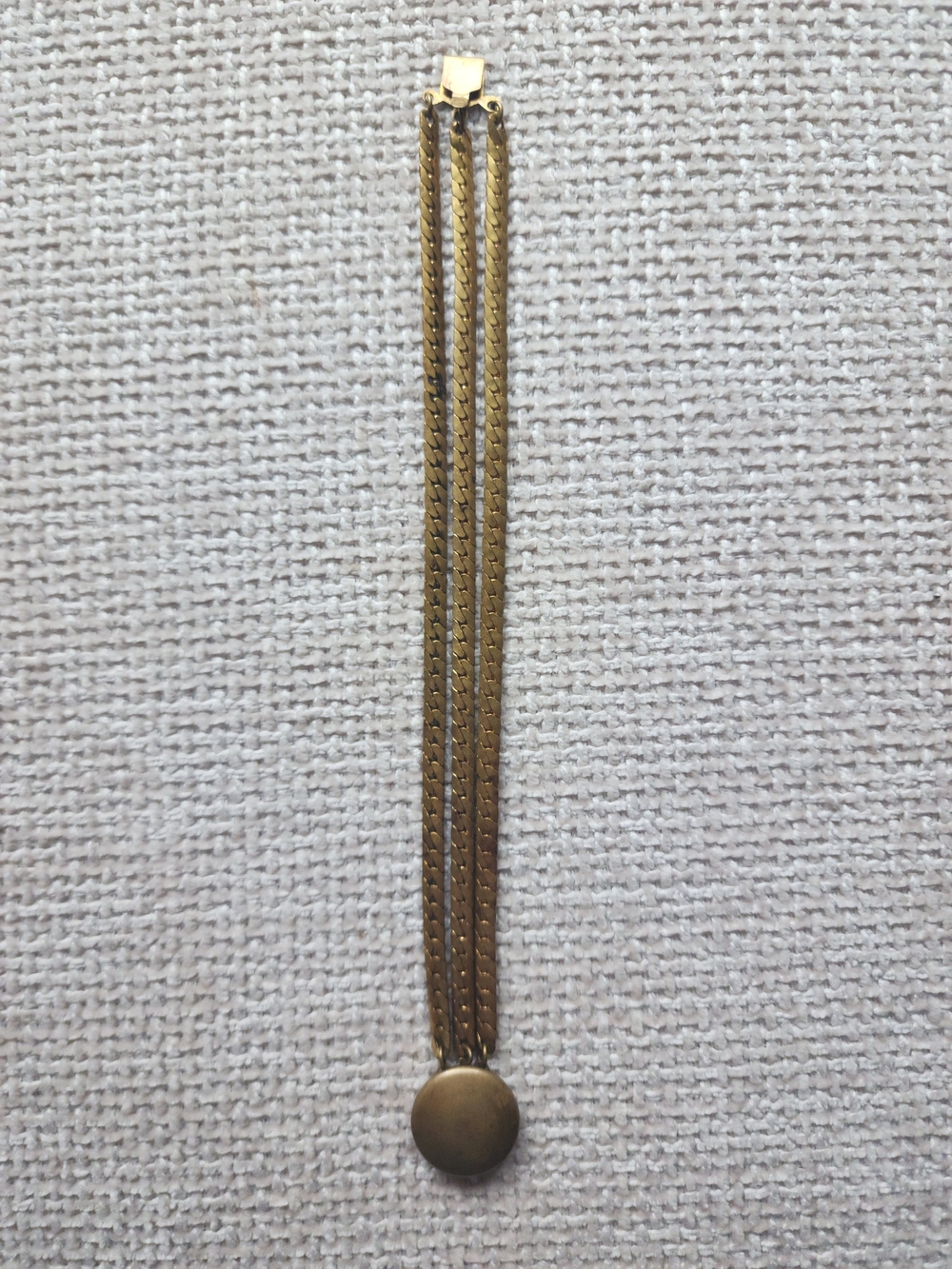 Vintage Gold Tone Triple Strand Herringbone Chain Bracelet Statement